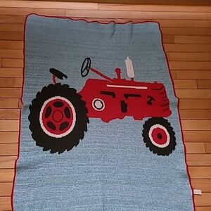 Kids' Cozy Tractor Blanket - Red and Blue